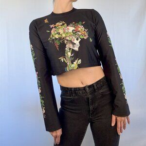 Blackmilk Floral Skull Crop Top